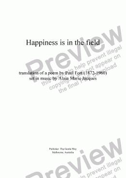 page one of Happiness is in the field (A. Jacques / Paul Fort)