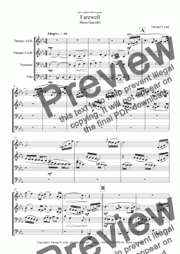 page one of Farewell (Brass Quartet)