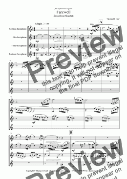 page one of Farewell (Saxophone Quartet)