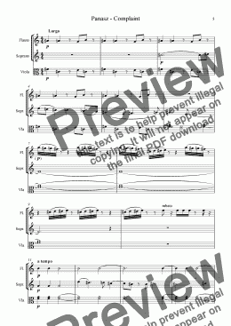 page one of Vocalise - Complaint - for flute, vocal and viola