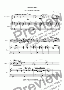 page one of Intermezzo for Concertina and Piano