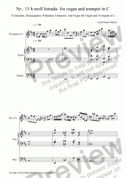 page one of Nr.: 15 h moll Intrada- for organ and trumpet in C
