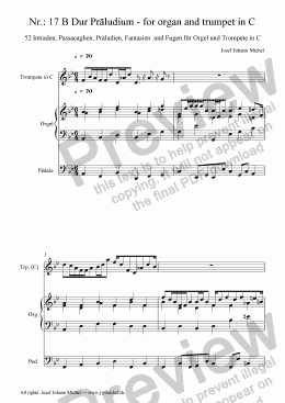 page one of Nr.: 17 B Dur Präludium - for organ and trumpet in C
