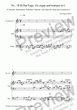 page one of Nr.: 18 B Dur Fuge- for organ and trumpet in C