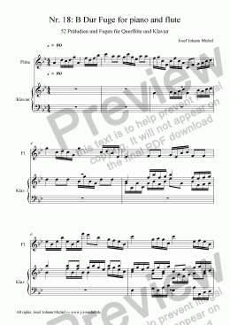page one of Nr. 18: B Dur Fuge for piano and flute
