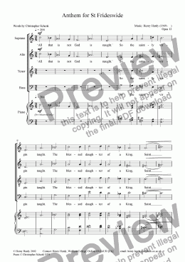 page one of Anthem for St Frideswide