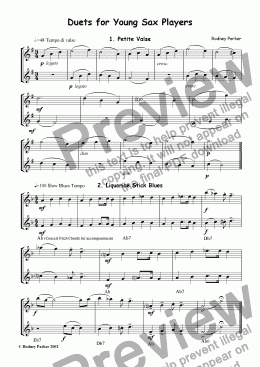 page one of Duets for Young Sax Players