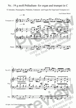 page one of Nr.: 19 g moll Präludium- for organ and trumpet in C