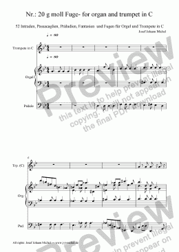 page one of Nr.: 20 g moll Fuge- for organ and trumpet in C