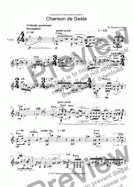 page one of Chanson de Geste for Solo Violin