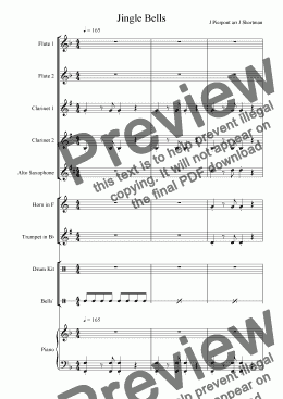 page one of Jingle Bells (arranged for training Christmas Jazz Wind Band)