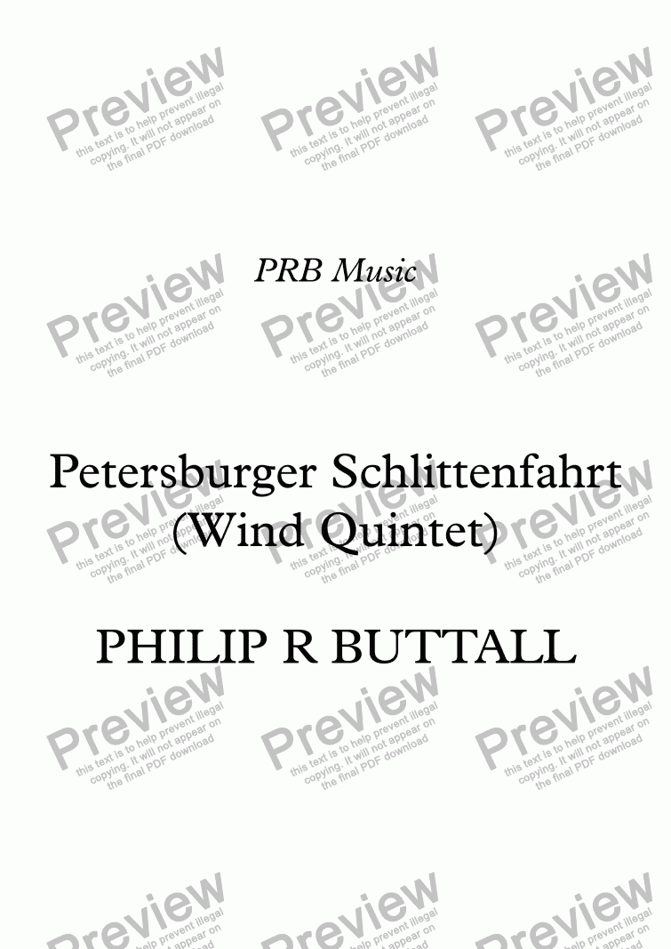 page one of Petersburger Schlittenfahrt (Wind Quintet)