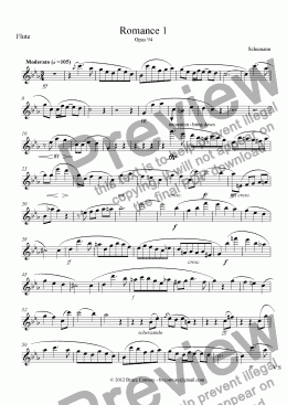 page one of Romance 1 Opus 94 - Flute Part Only