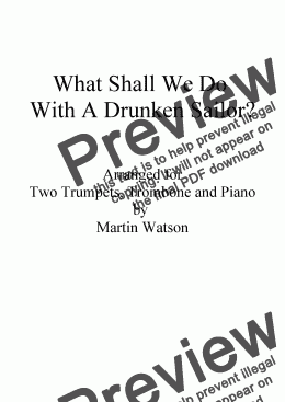 page one of What Shall We Do With A  Drunken Sailor? for Brass and Piano