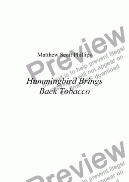 page one of Hummingbird Brings Back Tobacco