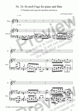 page one of Nr. 24: fis moll Fuge for piano and flute