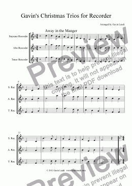 page one of Gavin's Christmas Trios for Recorder