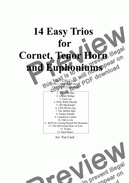 page one of 14 Easy Trios For Cornet, Tenor Horn and Euphonium.