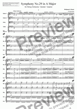 page one of Symphony No.29 - 1. Allegro moderato