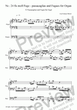 page one of Nr.: 24 fis moll Fuge - passacaglias and Fugues for Organ