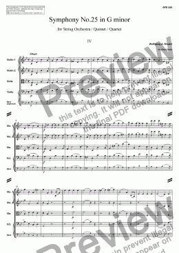 page one of Symphony No.25 - 4. Allegro