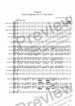 page one of Andante from Symphony No. 9, "The Great" 