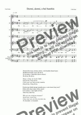 page one of Dormi, dormi, o bel bambin  (Sleep, sleep, oh lovely child) - SS Christmas Carol Choral Choir