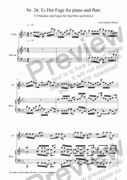page one of Nr. 26: Es Dur Fuge for piano and flute