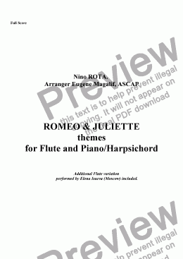 page one of ROMEO & JULIETTE. Flute & Piano (Advanced Flute)