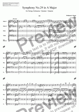 page one of Symphony No.29 - 3. Menuetto