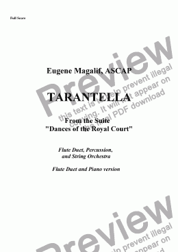 page one of TARANTELLA. 2 Flutes & Piano