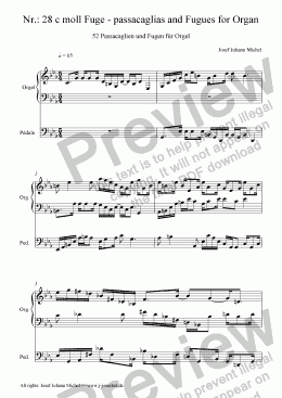page one of Nr.: 28 c moll Fuge - passacaglias and Fugues for Organ