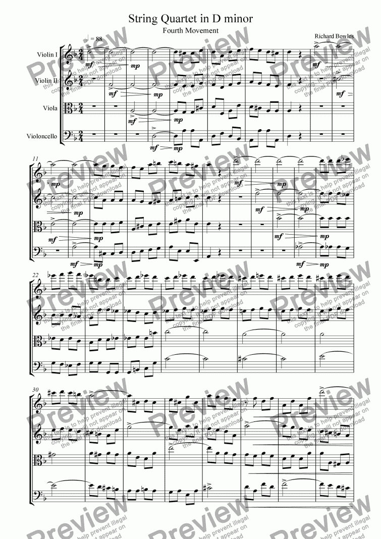 page one of String Quartet in D minor (IV)