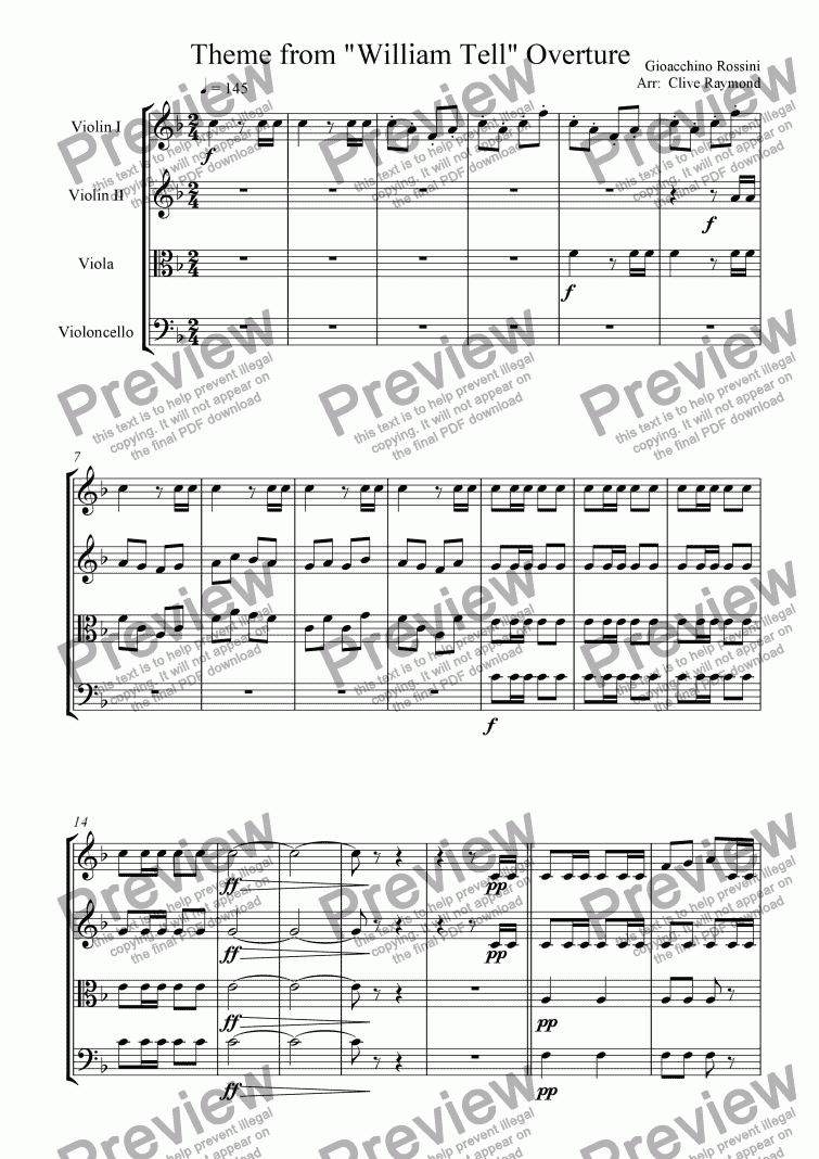 page one of Theme from "William Tell"