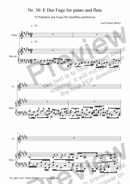 page one of Nr. 30: E Dur Fuge for piano and flute