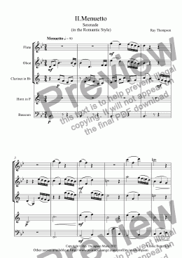 page one of Serenade: Mvt.II Menuetto (and Trio) (Cushie Butterfield) : in the "romantic" style