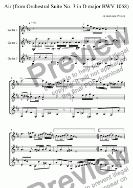 page one of Air (from Orchestral Suite No. 3 in D major BWV 1068)