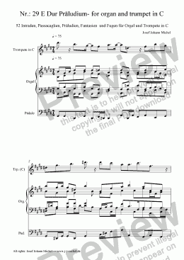 page one of Nr.: 29 E Dur Präludium- for organ and trumpet in C
