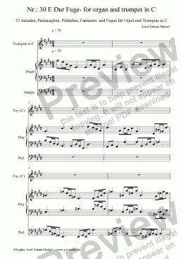 page one of Nr.: 30 E Dur Fuge- for organ and trumpet in C