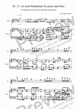 page one of Nr. 31: cis moll Präludium for piano and flute