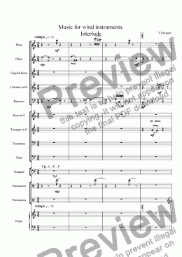 page one of Music for wind instruments. Interlude