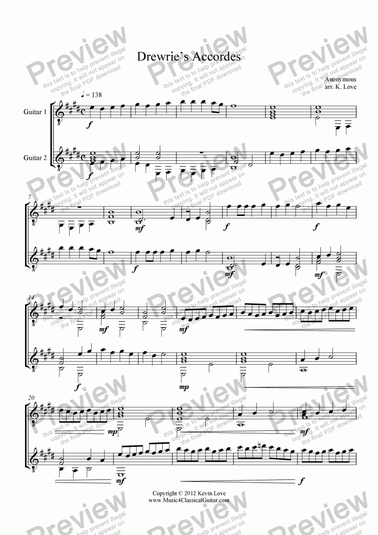 page one of Drewrie’s Accordes (Guitar Duo)