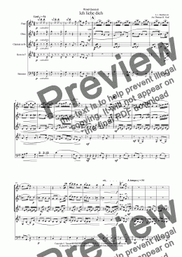 page one of Beethoven - Ich liebe dich - Wind Quintet