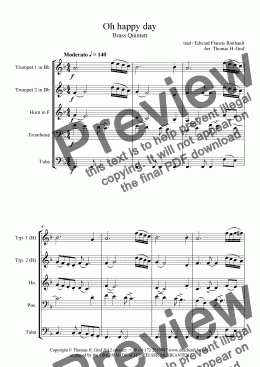 page one of Oh happy day (Brass Quintet)
