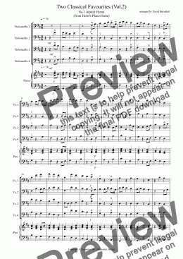 page one of 2 Classical Favourites for Cello Quartet (volume two)