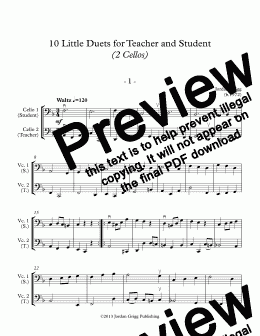page one of 10 Little Duets for Teacher and Student (2 Cellos)