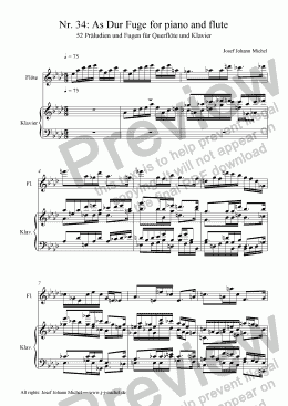 page one of Nr. 34: As Dur Fuge for piano and flute