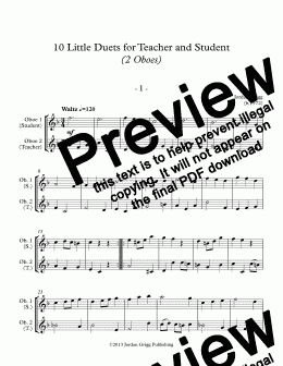 page one of 10 Little Duets for Teacher and Student (2 Oboes)