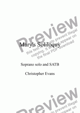 page one of Mary's Soliloquy for SATB and Piano