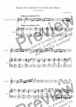 page one of Sonata for soprano recorder and piano ( 1st mov. )